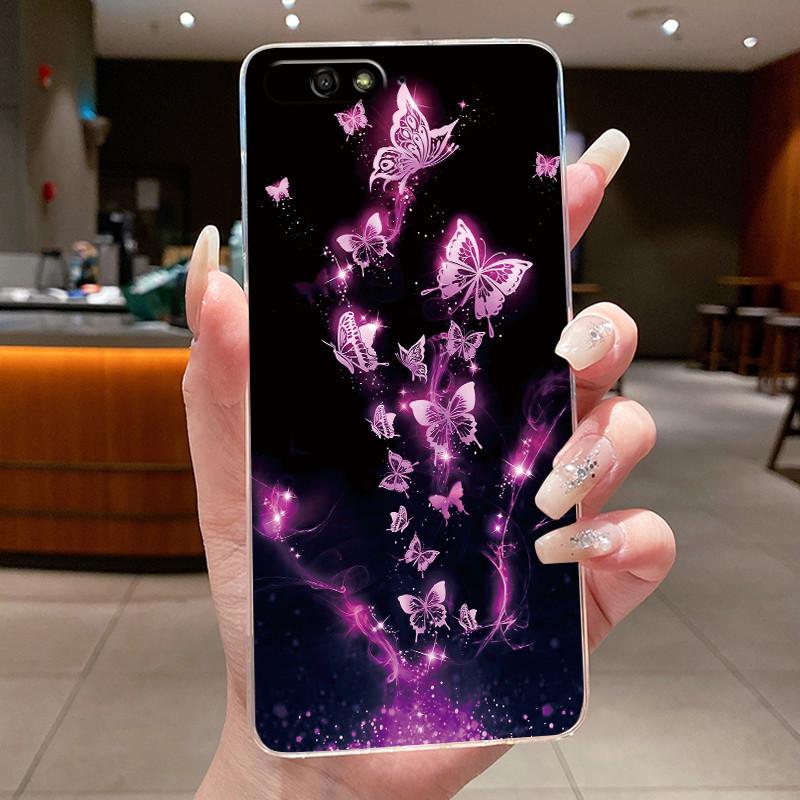 Phone Case For Huawei Y6 2018 Fundas Capa Butterfly Bow Protective Casing Transparent Soft Silicone TPU Cover Coque