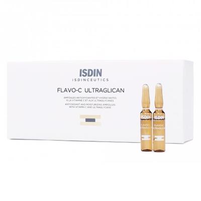 Антиоксидантные ампулы - ISDIN - Flavo-C Ultraglican - 30 унидоз по 2 мл - Увлажнение - Сияние кожи