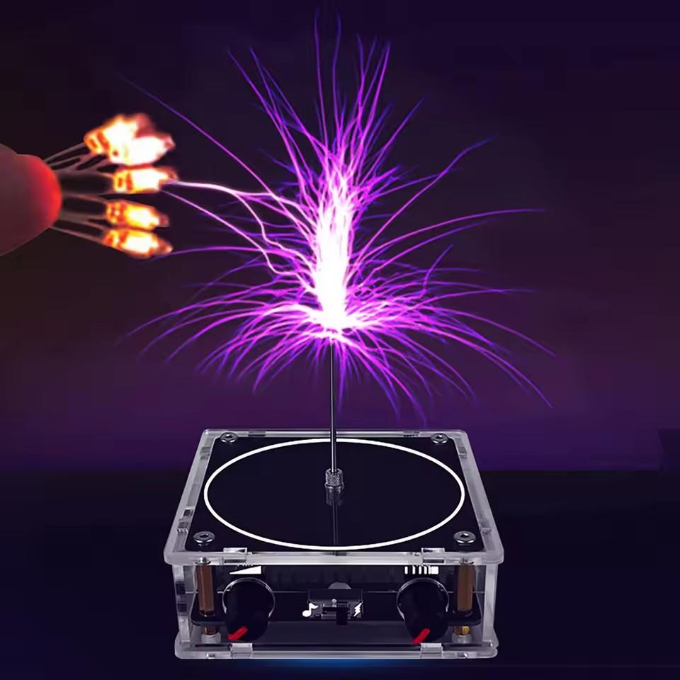 Музыкальная катушка Теслы Bluetooth/AUX Двойной режим Музыкальная шкатулка Искусственная молния Сенсорный аудиовход Bluetooth Научные эксперименты