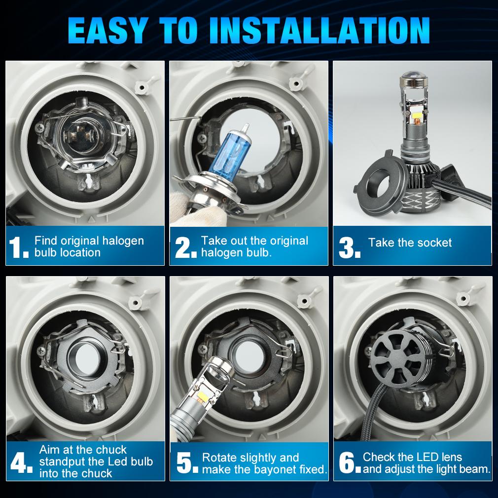 2 шт. H4 H7 светодиодные линзы проектора фар H8 H11 9005 HB3 9006 HB4 автомобильные лампы Canbus с медной трубкой 120 Вт 50000 лм мощные мини-фары LHD 6000 К белые