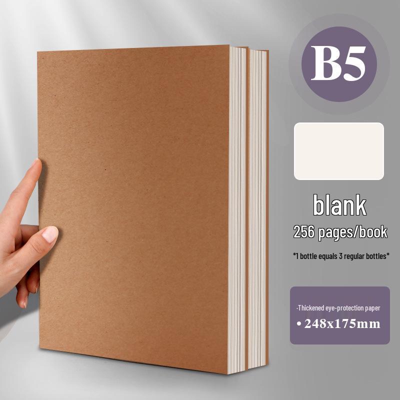 Minimalist A5 Blank and B5 Lined Notebook with A4 Grid, Xiaohongshu Inspired Style, Super Thick for Students