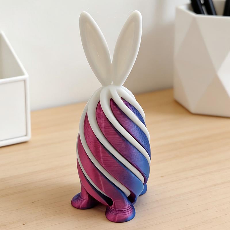 3D Printed Spiral Bunny Fidget Toy Gear Liquid Flow Cone With Rotating Design Anxiety Relief Toys Easter Day Desk Ornament Gift