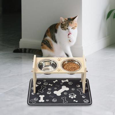Приподнятые миски для кошек, миски для кормления щенков с деревянной подставкой, миска для еды и воды, питомец