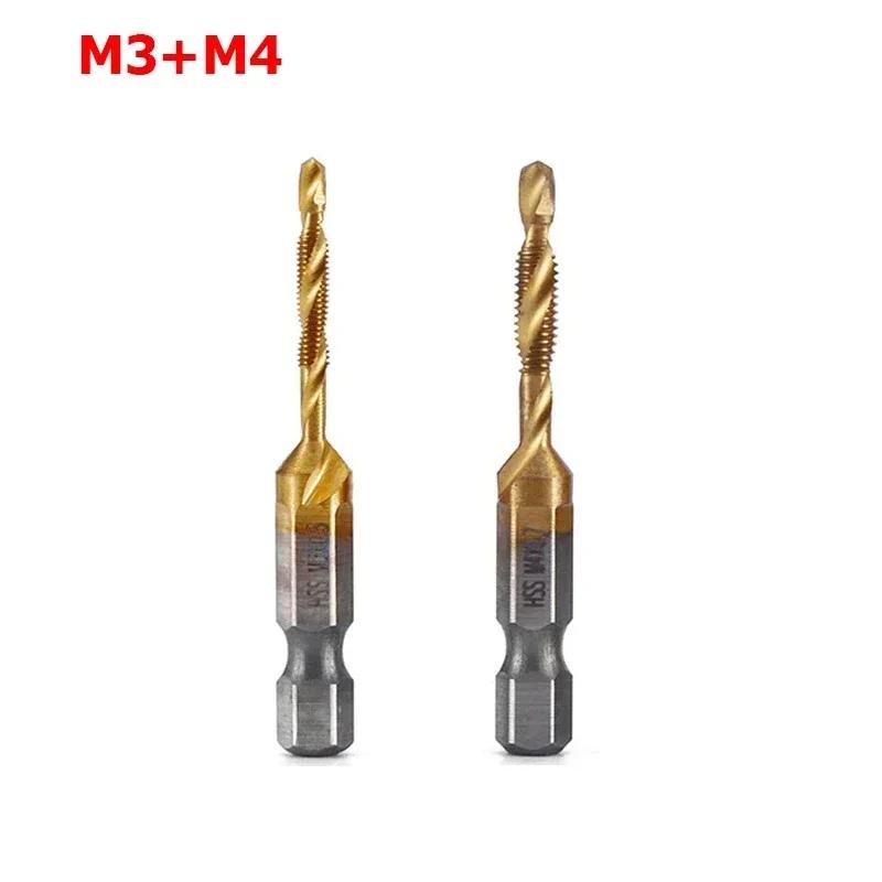 M3 M4 M5 M6 M8 M10 High Speed Steel Drill Spiral Titanium Tap Hexagonal Shank High Speed Steel Tapping Drill Tool Accessories