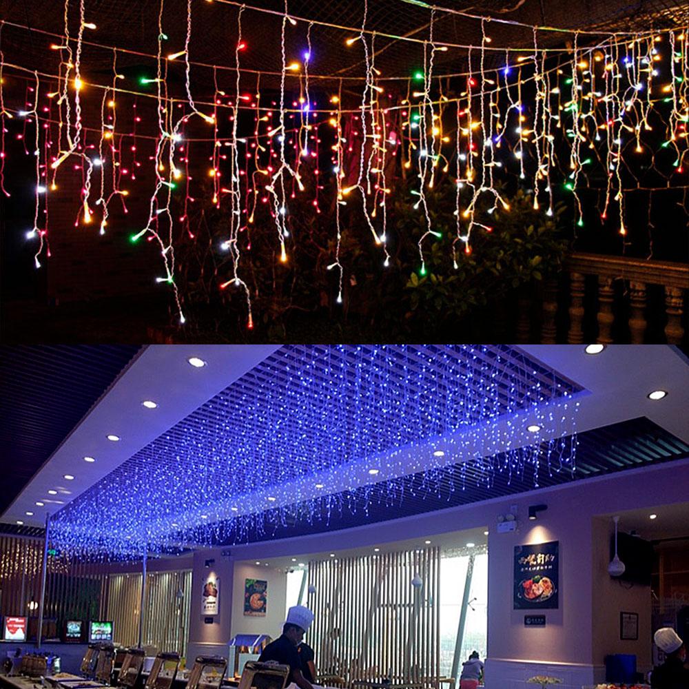 4 м, 0,4-0,6 м, 96 светодиодных занавесок, сосульки, гирлянды, вилка европейского стандарта, переменный ток, 220 В, мерцающая сказочная гирлянда для наружного и внутреннего рождественского свадебного украшения