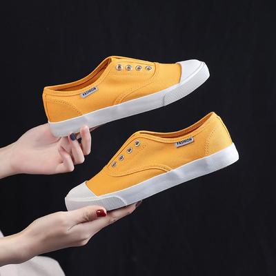 Женская обувь Летняя новая модная обувь Женская повседневная однотонная конфетного цвета на платформе из парусины Женская повседневная обувь на плоской подошве Кроссовки