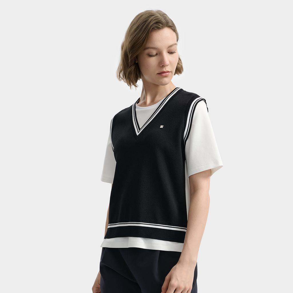 Fila Белая Модная Ретро Простая Повседневная Удобная Трендовая Вязаная Футболка с Коротким Рукавом Женские Топы F11W533102FBK