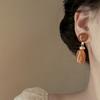 Maillard Style Coffee Colored Geometric Flower Heart Earrings Fashionable Temperament Earrings Retro High-end Earrings