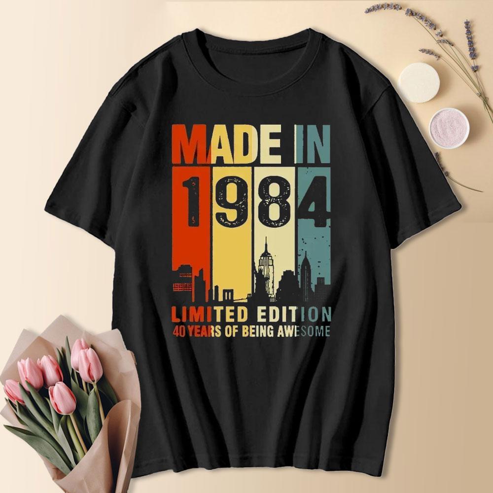 1984 40-40 лет, ограниченная серия, винтажная хлопковая футболка для мужчин и женщин, футболки на день рождения, годовщину, подарочные футболки с короткими рукавами