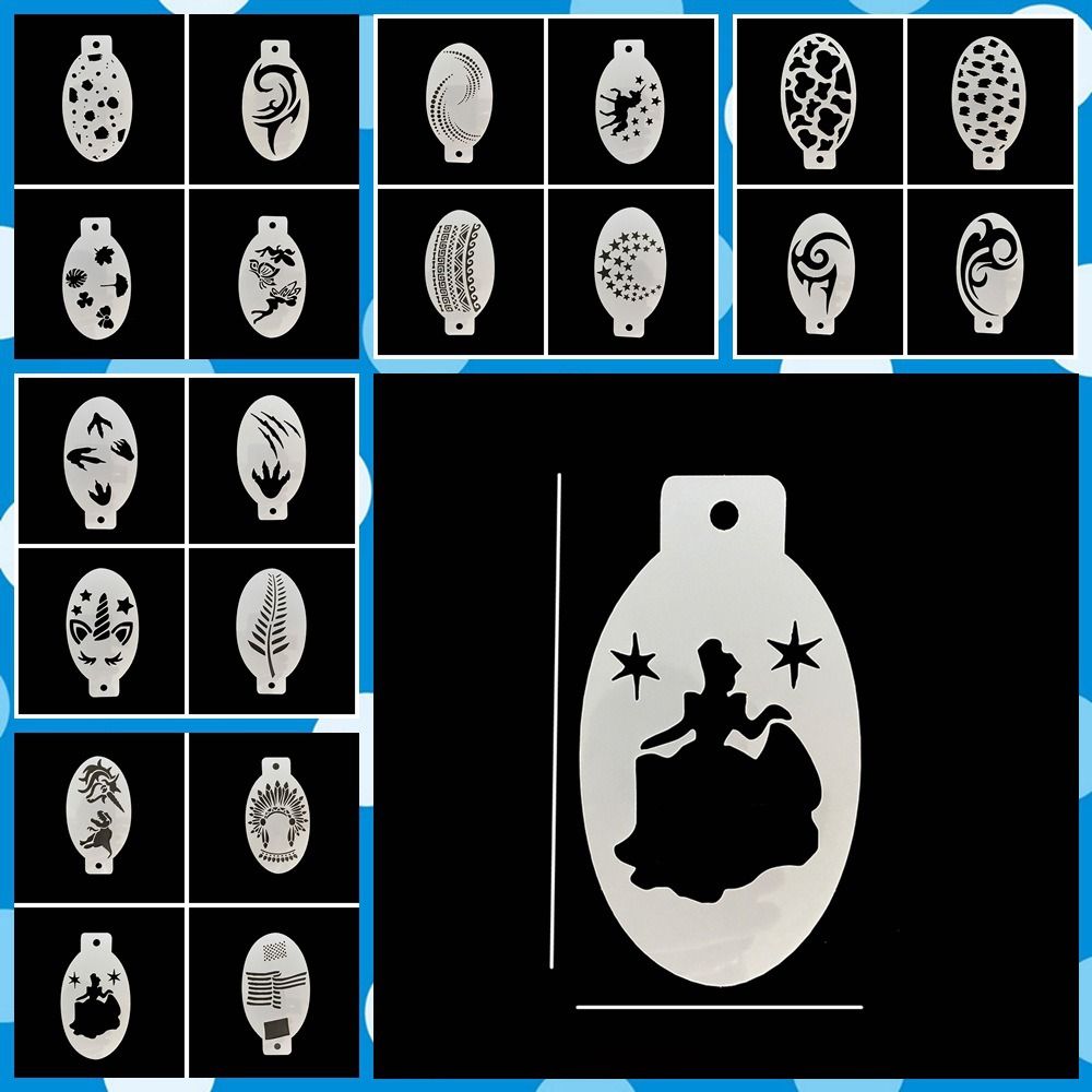 Трафареты для рисования на теле с изображением животных, шаблоны для татуировок на лице, праздничные украшения