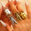 Punk Beetle Open Ring for Men Women Exquisite Cicada Insect Finger Ring Vintage Exaggerated Hiphop Casual Versatile Jewelry Gift