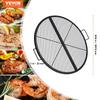 X-Marks Fire Pit Grill Grate, Foldable Round Cooking Grate, Heavy Duty Steel Campfire BBQ Grill Grid with Handle and Support X Wire, Portable Camping
