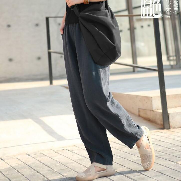 Хлопковые повседневные брюки большого размера женские свободные брюки-репы с высокой талией