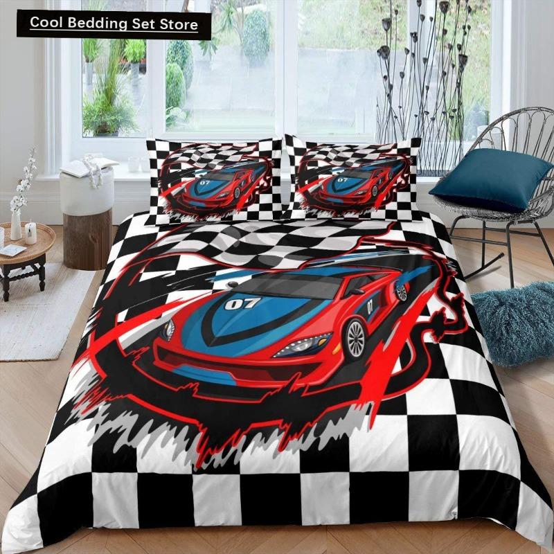Пододеяльник с изображением гоночной машины King Queen Cool Speed Racing, комплект постельного белья для подростков и мужчин, черный спортивный автомобиль, пододеяльник из полиэстера