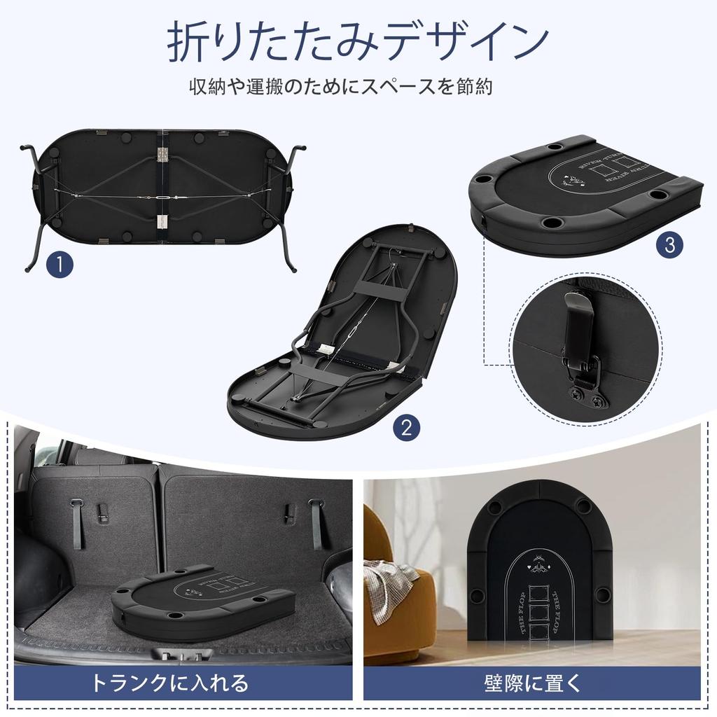 GOPLUS Poker Table for 8 People Folding Poker Mat Mahjong Table Complete Product Width 182 X Depth 82 X Height 75 Cm Padded Rail with Cup Holder Game