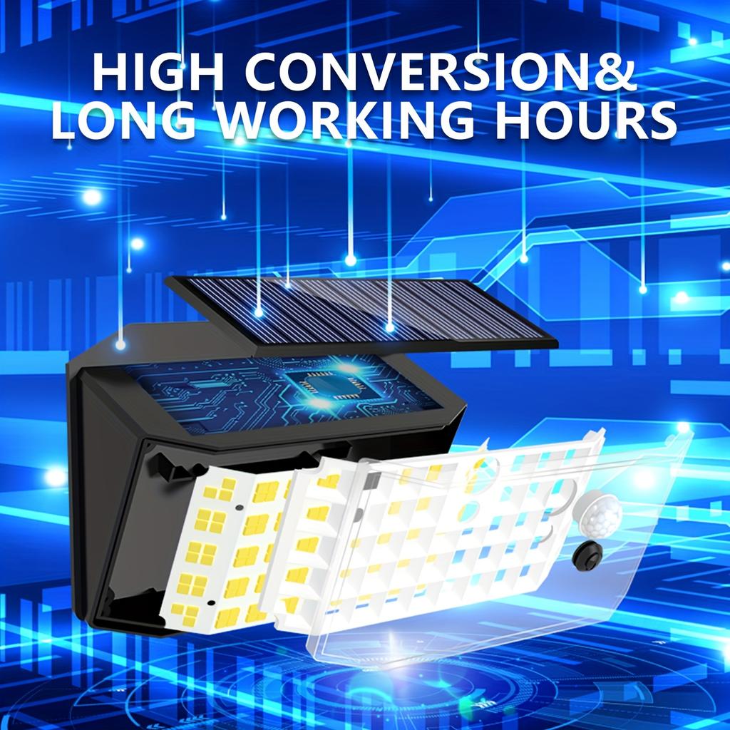 176 High Brightness LED Outdoor Solar Street Lights with Motion and Light Sensors, Suitable for Garage Front Doors, Pool Steps, Fences, Parks