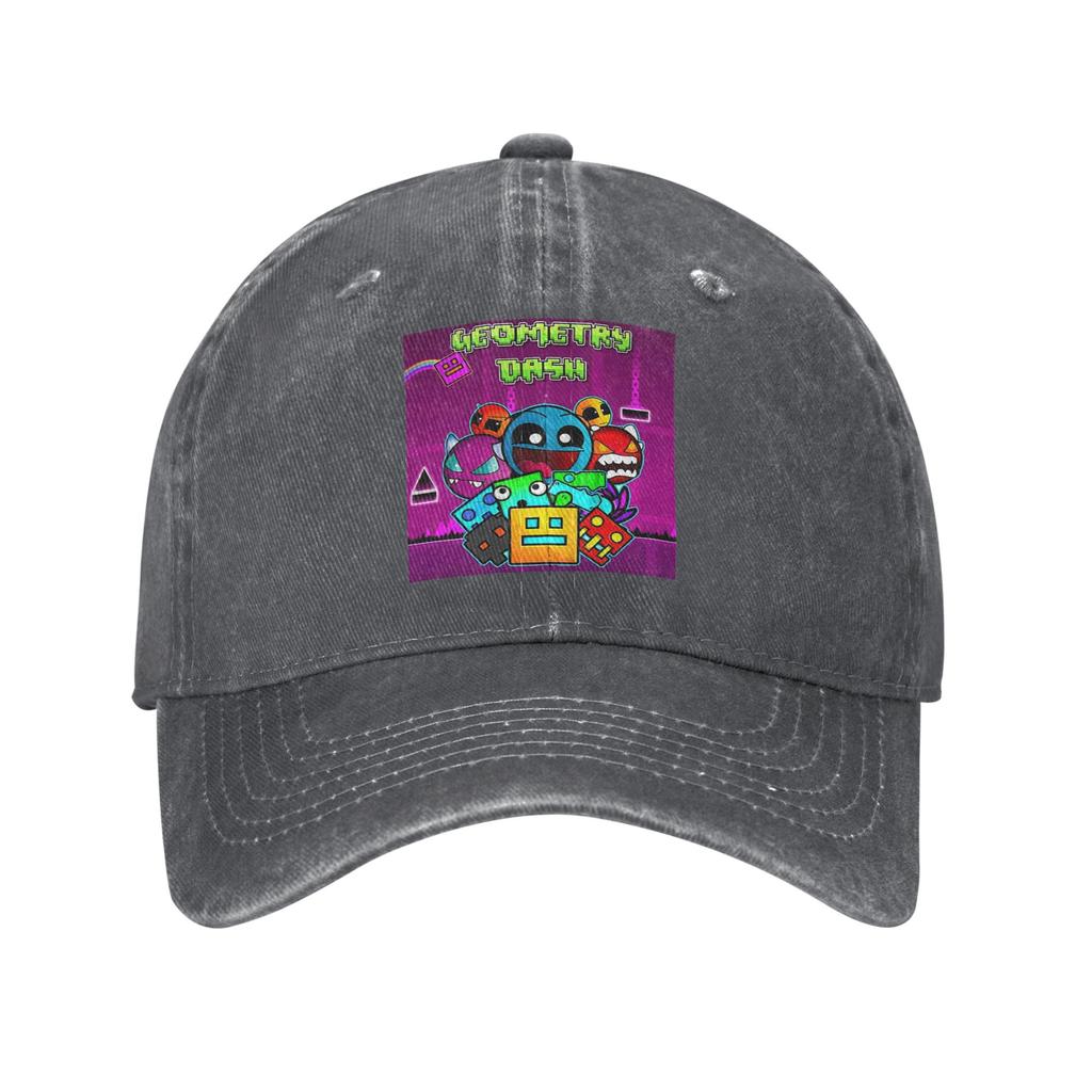 Video Game Geometry Dash Washed Denim Cap Casual Baseball Caps Adjustable Hat Summer Unisex Baseball Hats