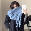 Winter Scarf Thickened Knitted Solid Color Elastic Tassel Stay Warm Anti-shrink Lady School Outdoor Scarf Clothes Accessories