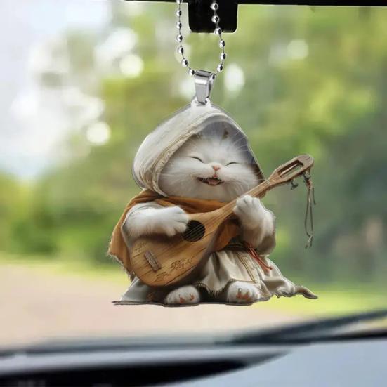 Декоративная подвеска в виде котенка, украшение для автомобиля с шнурком, легко повесить, очаровательное акриловое зеркало заднего вида