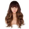 MERISIHAIR Long Black Synthetic Wigs with Bangs Water Wave Heat Resistant Fiber Wig for Women Natural Wavy Wig Daily Wear