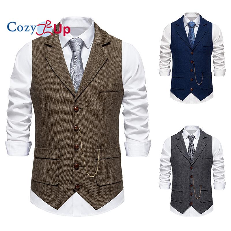 Уютный мужской твидовый жилет с рисунком «елочка» в британском свадебном стиле, полушерстяной костюм премиум-класса, деловой жилет, деловое платье, жилет