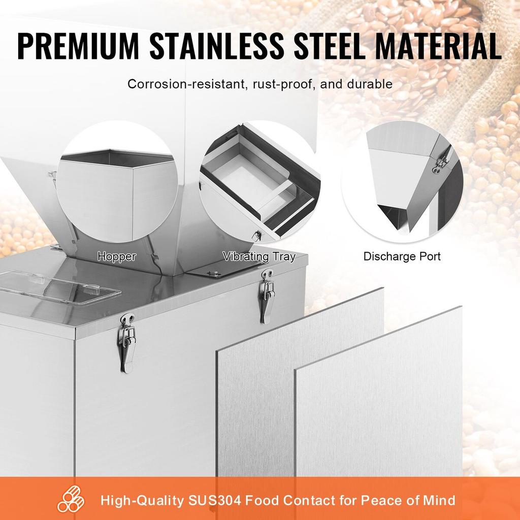 Particle Filling Machine, 0.044-11 lbs/20-5000g, Automatic Filler Machine with Foot Pedal, Stainless Steel Weighing Filling Machine, Weigh Filler for