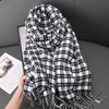 Новый клетчатый шарф с ромбовидным узором женский осенне-зимний студенческий платок двойного назначения теплый шарф мужской тренд