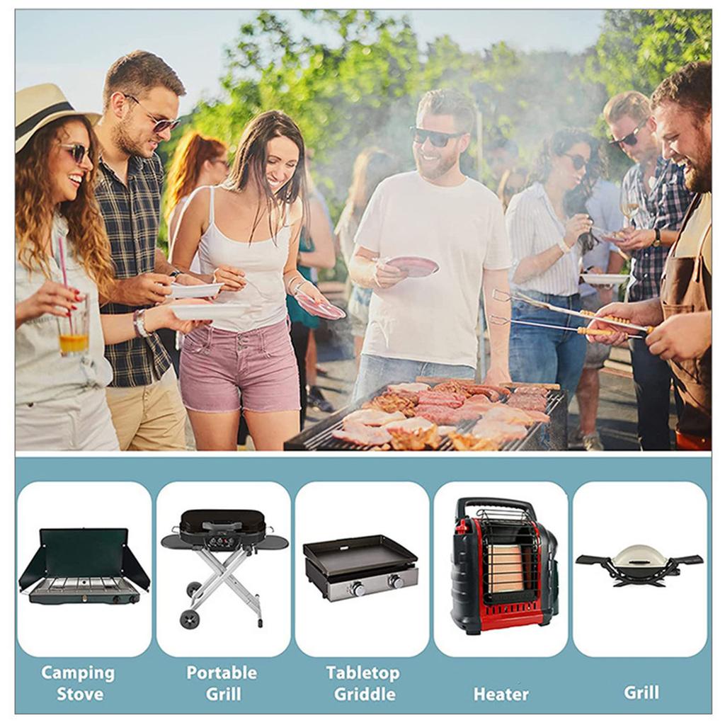 Адаптер для 6-футового пропанового шланга преобразует 1 фунт в 20 фунтов для использования на открытом воздухе, в гриле, печи, сковородке, для различных пикников