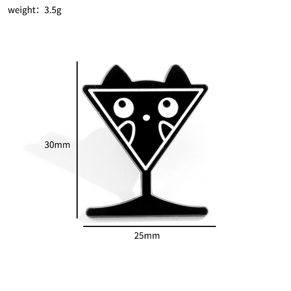 Жидкая Серия Кошек Черный Кот в Чашке с Водой Брошь Банка Кот Металлический Значок Аксессуары для Одежды
