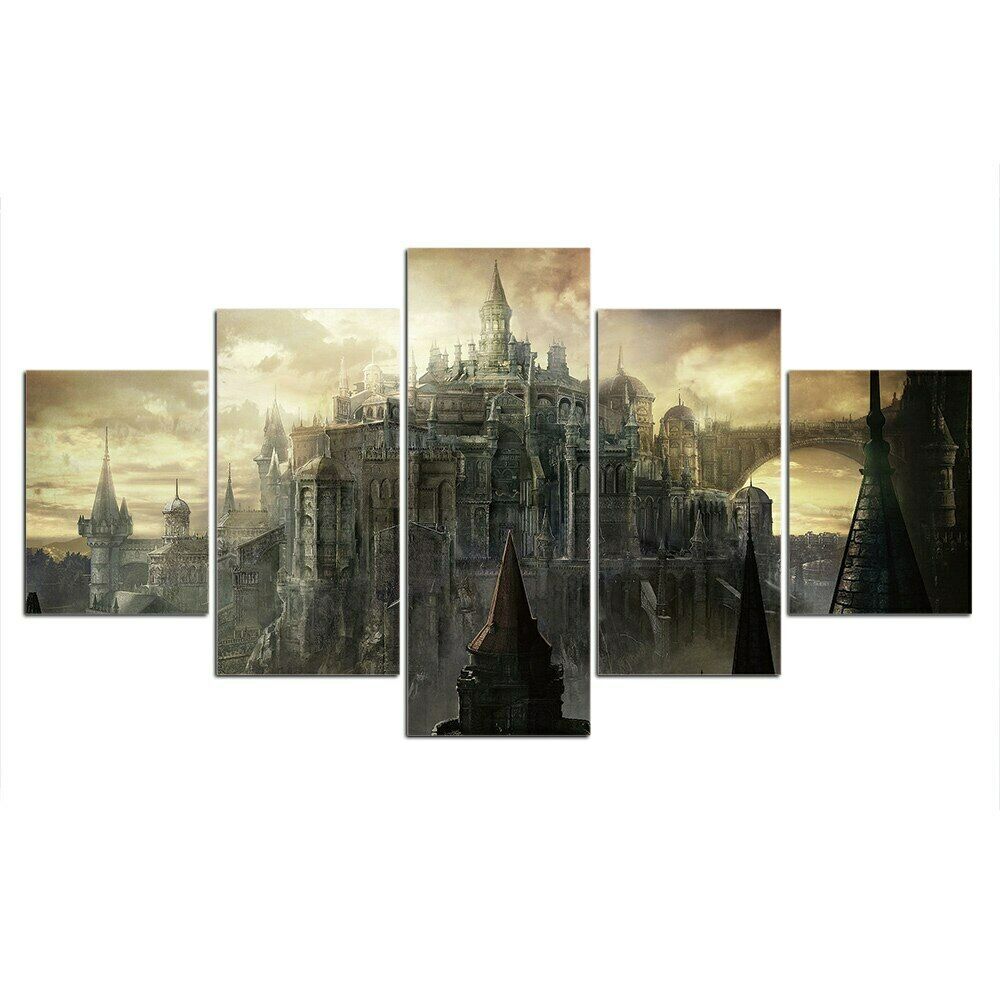 5 шт. Dark Souls замок с привидениями Декор холст картина настенное искусство 5 шт. картины плакат HD печать домашний декор без рамки 5 панелей