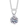 1ct Round Moissanite Diamond Jewelry Six Claw Snowflake Necklace Women's Simple Elegant Pendant Chain Christmas Gift