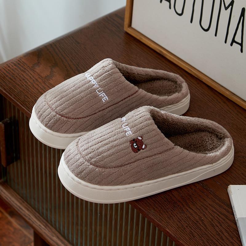 Женские и мужские милые плюшевые тапочки с кроликами - Зимняя коллекция, Нескользящие домашние хлопковые тапочки для пар.