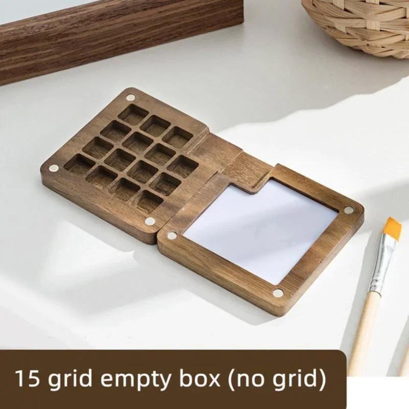 Wooden Handmade Watercolor Paint Palette Portable Empty Magnetic Suction Box For Artist Travel Sketch Painting School Supplies