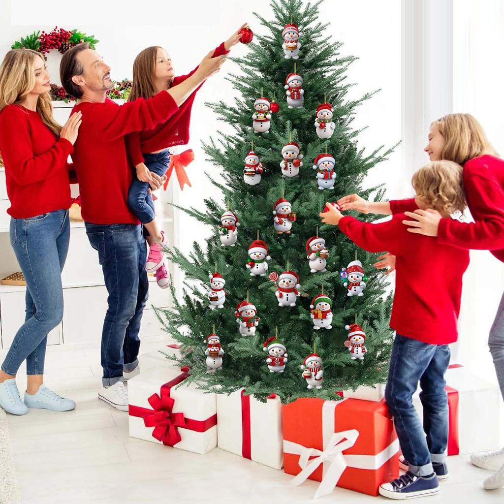 Christmas Countdown Ornaments 2D Acrylic Advent Decoration Snowman Christmas Countdown Ornaments for Tree Branches Windowsills