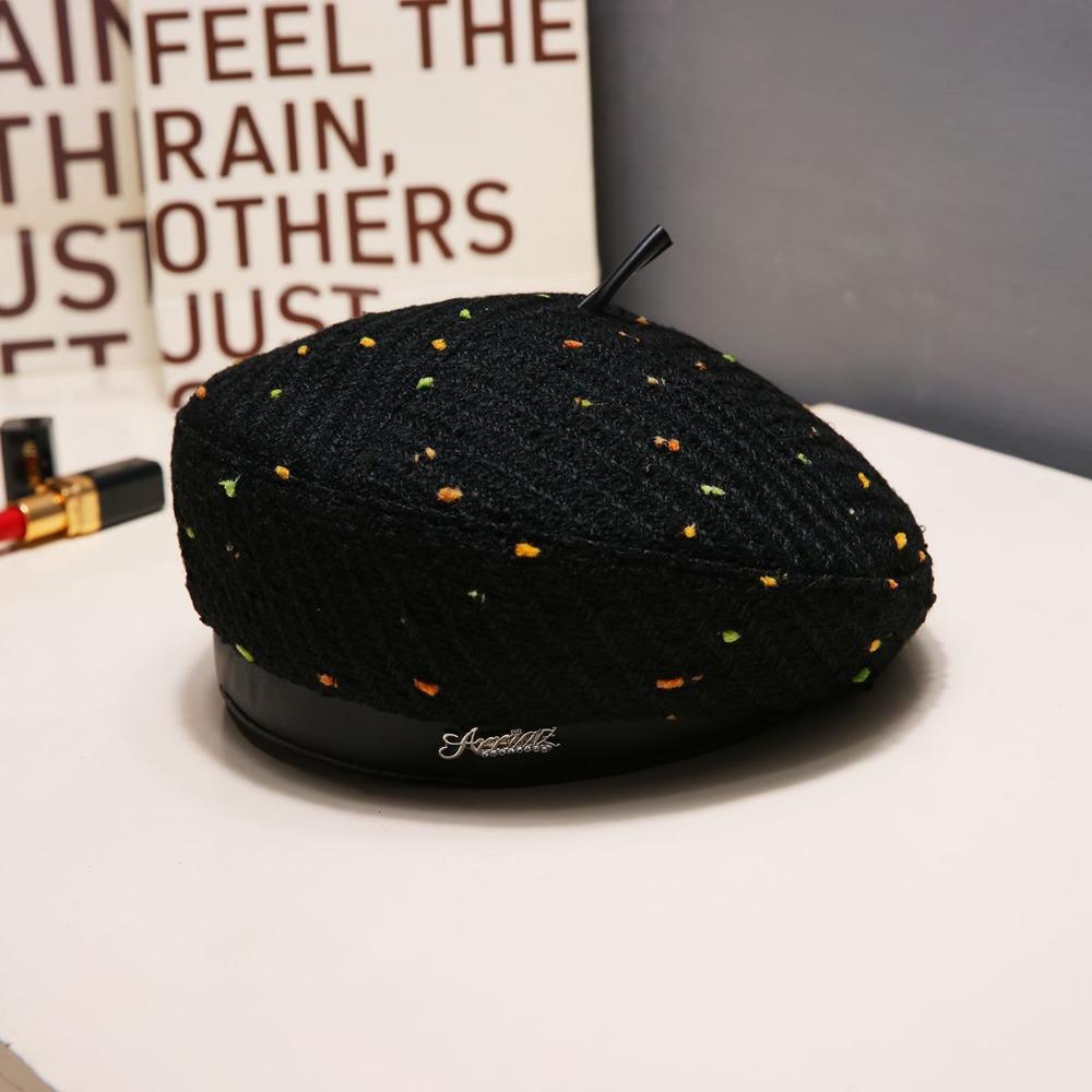 Черный берет Женский берет - Новый осенне-зимний стиль - Элегантная восьмиугольная шляпа художника
