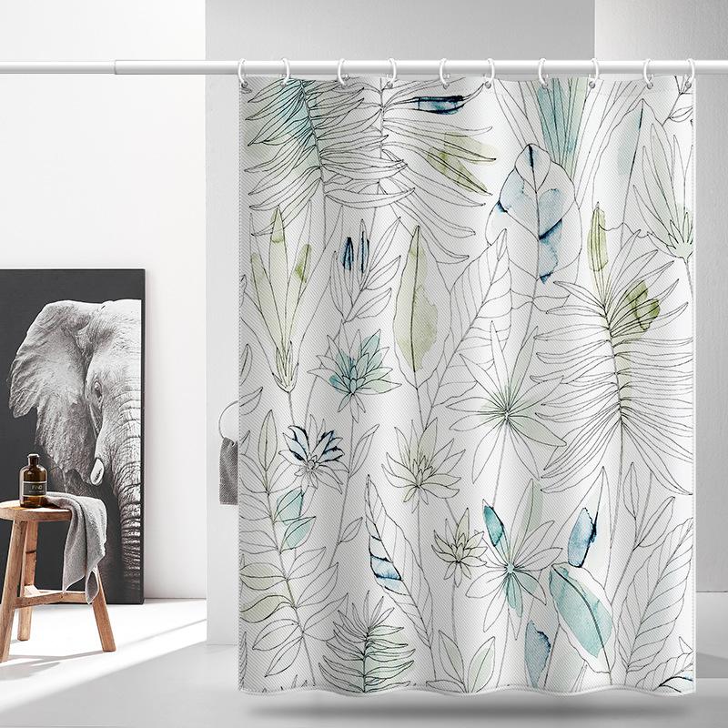 Bathroom Thickened Waterproof Curtain Mildew Proof Shower Curtain Shower Partition Curtain Shower Curtain Bathroom Curtain Free Perforation