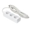 3-socket extension cord with grounding, 3 , white