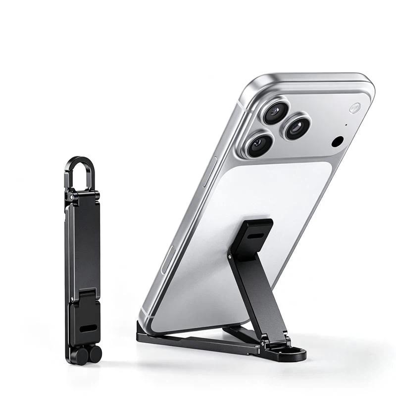 Mini Foldable Keychain Phone Stand Multi-Angle Adjustable Portable Cell Phone Holder for Cafe Work Outdoor Relaxation
