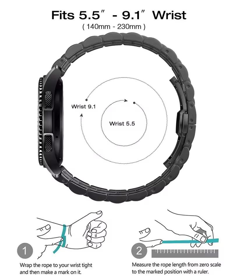 22 мм 20 мм Нержавеющая сталь Ремешок для Samsung Galaxy Watch 7 6 4 5 45 мм Gear S3 46 мм 42 мм Active2 40 44 мм Браслет для Amazfit BIP 2 GTR Металлический Браслет
