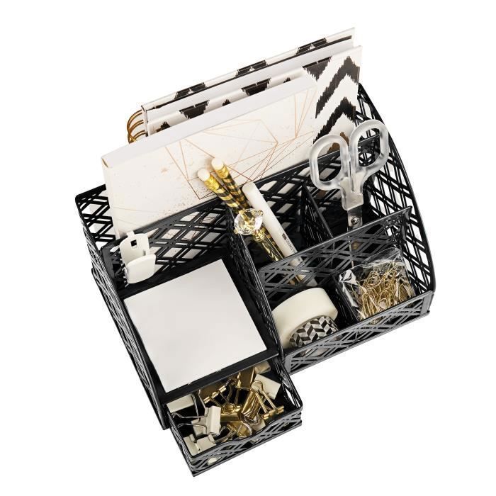 EXERZ Organisateur De Bureau/Papeterie Organizer/Pot À Stylo/Bureau Ranger/Multifonctions Organisateur (Noir)