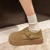 Мода 2024 года, осень, женская обувь на плоской платформе, повседневные лоферы в стиле ретро, женские, новые универсальные замшевые туфли на толстом меху, мокасины Zapatos De Mujer