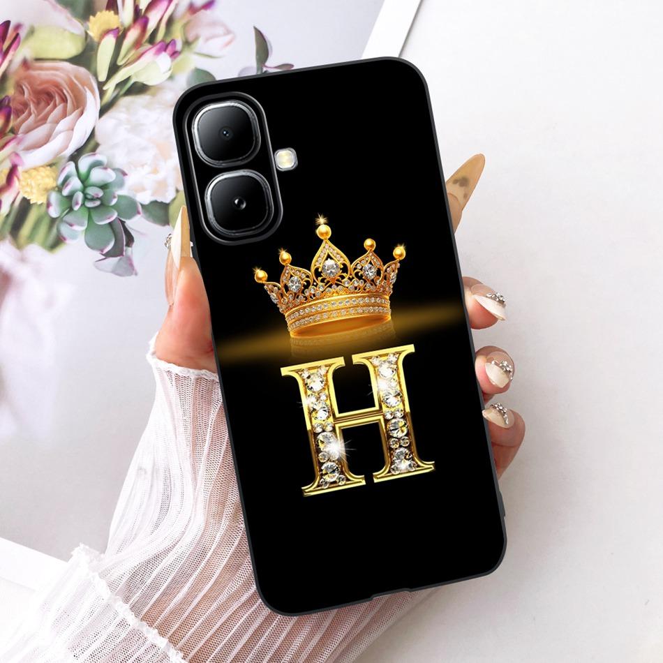 Для Infinix Smart 20 X6840 X6840B Чехол-бампер с буквой 'Crown' Для Infinix Smart20 Черный Силиконовый Мягкие Чехлы