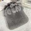 New Winter Real Rabbit Fur Beanies Hat Women 100% Genuine Real Rex Rabbit Hat Good Elastic Knitted Rex Rabbit Fur Caps