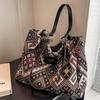 Ethnic Style Large Capacity Commuting Canvas Bag Women's Versatile Single Shoulder Tote Bag