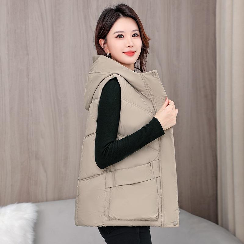 Новый жилет зимний хлопковый с клипсой в виде лошади, с капюшоном, модный и универсальный, короткий хлопковый жилет, свободный и стильный, приталенная куртка