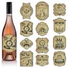 Set of 12 Wine Bottle Sticker for Display Vintage Happy New Year Bottle Self Adhesive Labels for Bar and Restaurants