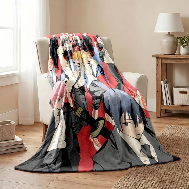 Chainsaw Man blanket Flannel Blanket Soft Cozy Plush Throw for Sofa Bed Lightweight Home Decor