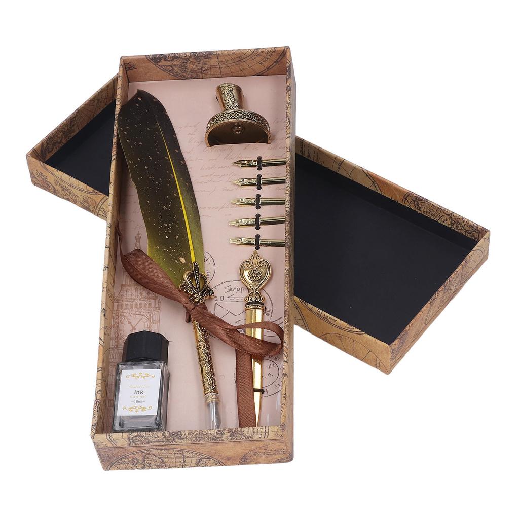 Набор перьевых ручек с 5 сменными наконечниками, держатель для открывания писем, набор гусиных ручек с пустым флаконом для чернил