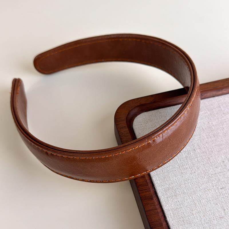 Обруч для волос во французском стиле, ретро кожаные широкие повязки на голову, женская повязка на голову, женский головной убор для умывания и макияжа, аксессуары для волос