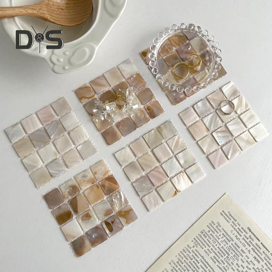Natural Shell Square Coaster Mosaic Heat Insulation Home Decoration Placemats Photography Props Mats for Family Dining Table Coffee Shop